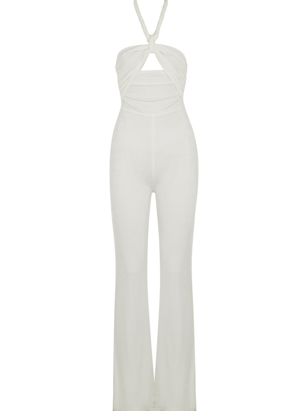 Misha Twist Halter Flare Jumpsuit in White